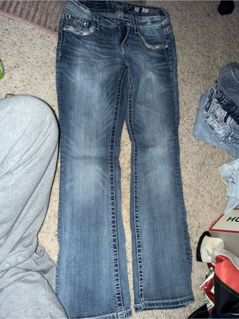Miss Me Medium Blue Flare Jeans with Faded Detailing